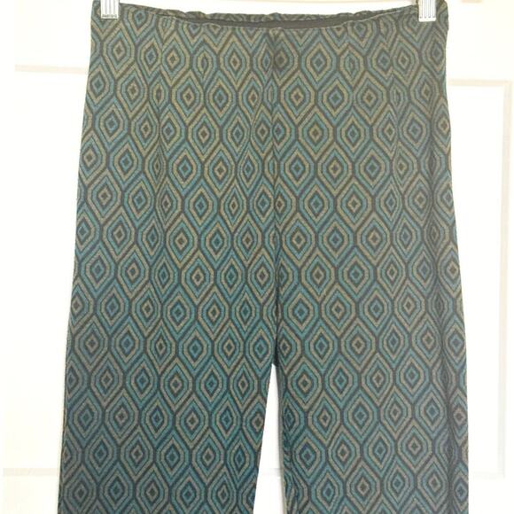 Free People Women’s Boho Stretch Flare Pants Size 10 – Green Geometric Print - Picture 6 of 11